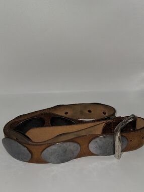 Women's Brown Leather Belt with Silver Accents